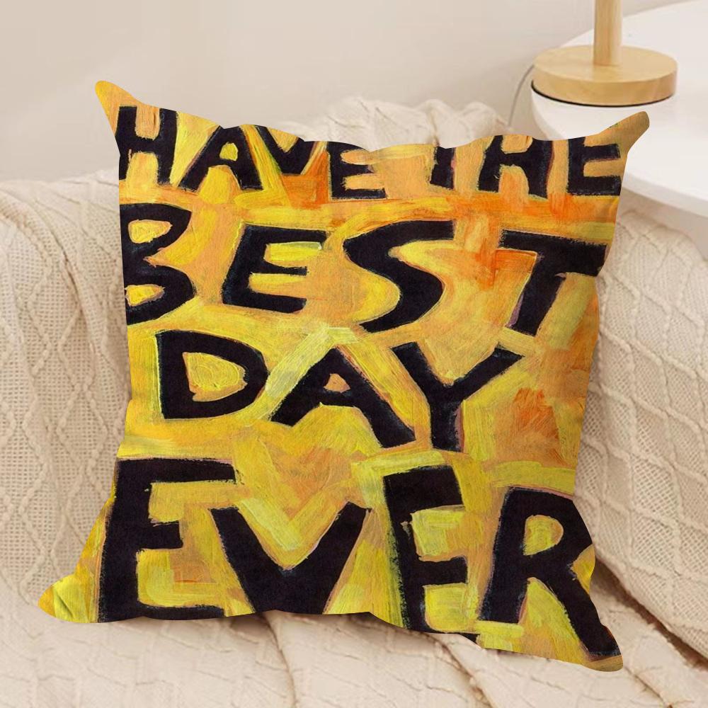Creative Watercolor Words Cushion Cover Short Plush Double-Sided Print Square Throw Pillow Covers Sofa Home Cushion Decor