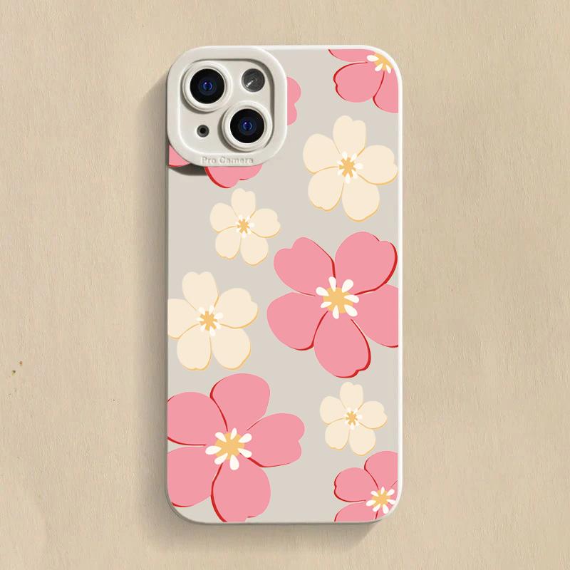 Summer Blue Large Flower Phone Case For iPhone 16 14 15 13 12 11 Pro Max X XR XS 7 8 Plus SE 2020 Shockproof Silicone Soft Cover