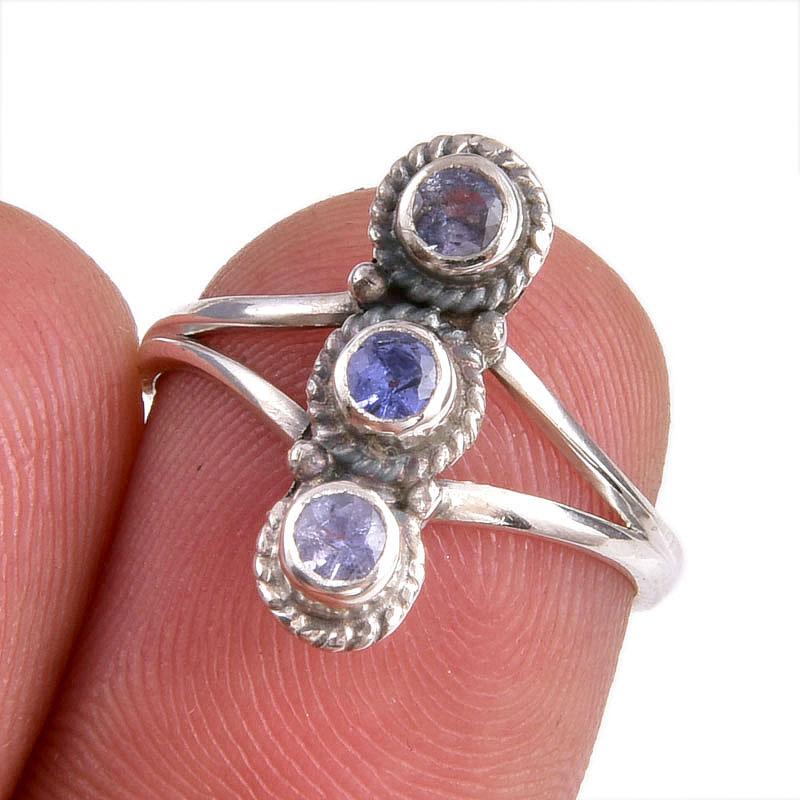 Ювелирное кольцо из стерлингового серебра 925 пробы с натуральным танзанитом, размер 6 W6P61