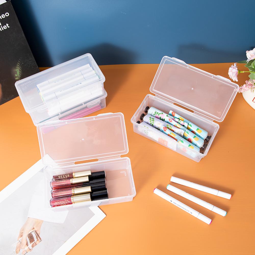 Прозрачные коробки для карандашей 4 шт. в упаковке, большой емкости, пластиковые органайзеры, коробки для хранения в школе, складной дизайн, офисные принадлежности Storag