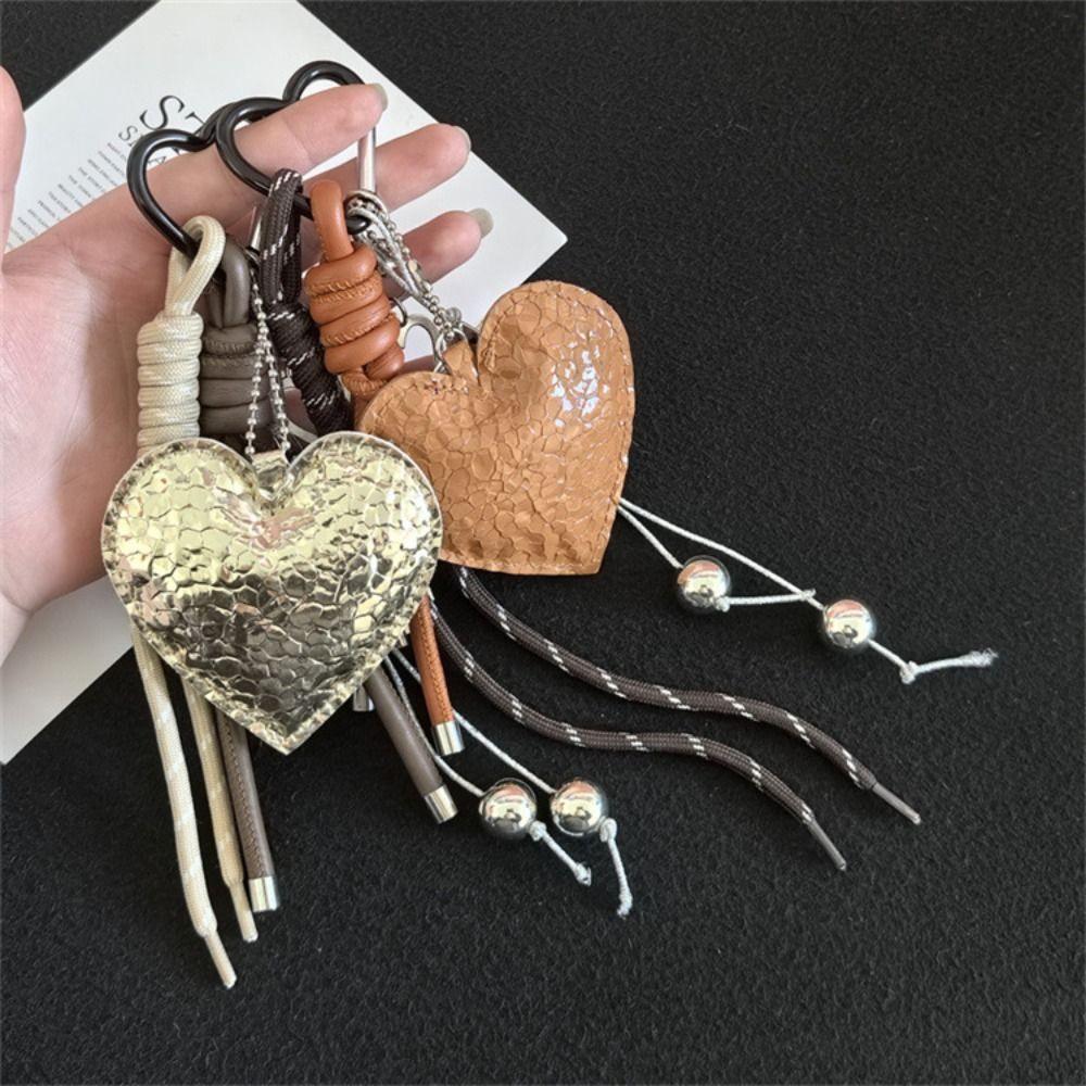 Leather Lovely Heart Key Chain Hanging Handmade Heart Keychain  Jewelry Accessories