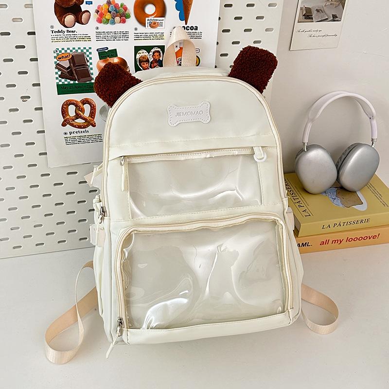 Japanese Small Fresh Cute Puppy Backpack High Value Girl Transparent Pain Bag High Capacity Backpack for Junior and Senior High School Students
