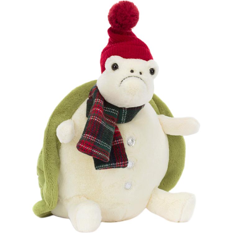 JELLYCAT Рождественская Серия Черепашка Тимми Снеговик Наряд Успокаивающая Кукла Плюшевая Кукла Сидячая Высота 28 см Высота