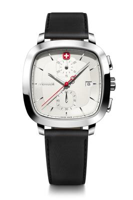 VINTAGE CLASSIC CHRONO Часы Хронограф Корпус из Нержавеющей Стали Белый Циферблат Черный Ремешок из Переработанной Кожи Хронограф Кварцевый Водонепроницаемость 50м
