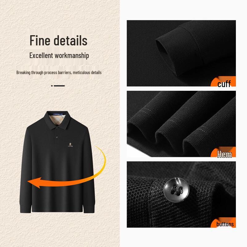 Montagut Men's 100% Cotton Long-Sleeve Embroidered Polo Shirt