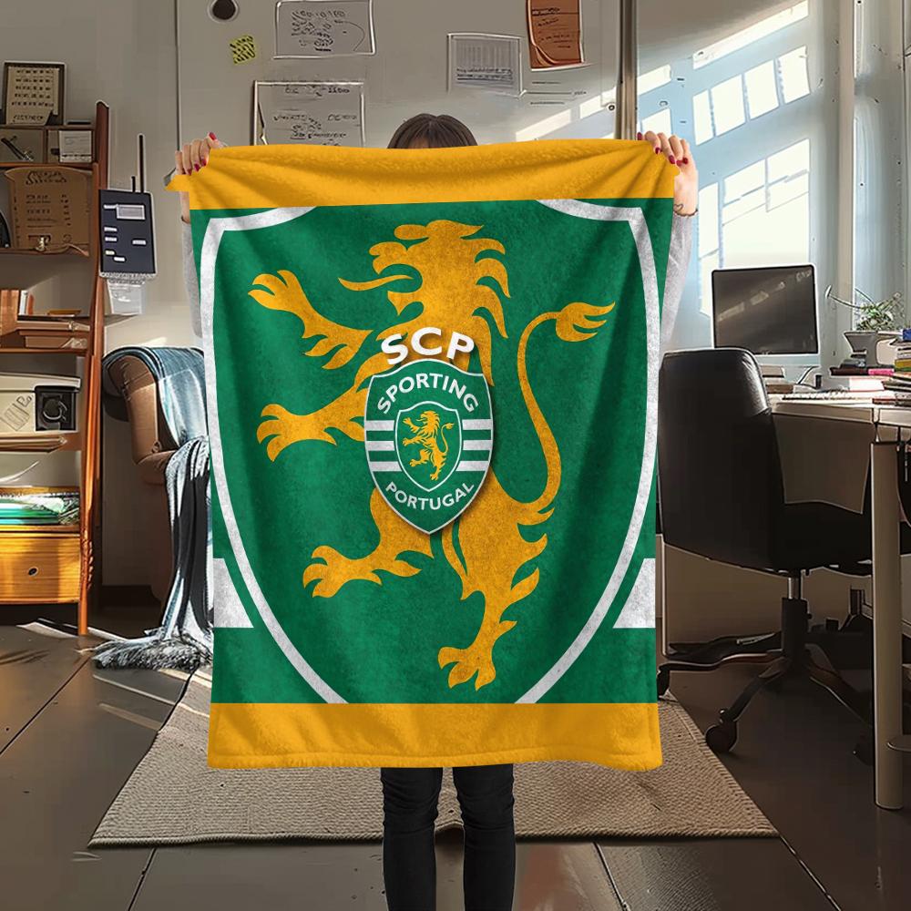 1Pc Sporting FC Print Flannel Blanket, High quality Comfortable for All Seasons, Home Decor, Warmth and Comfort, Perfect for Gifts