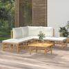 VidaXL Garden Lounge Set 6 Pcs with Cream White Cushions Bamboo 3155175