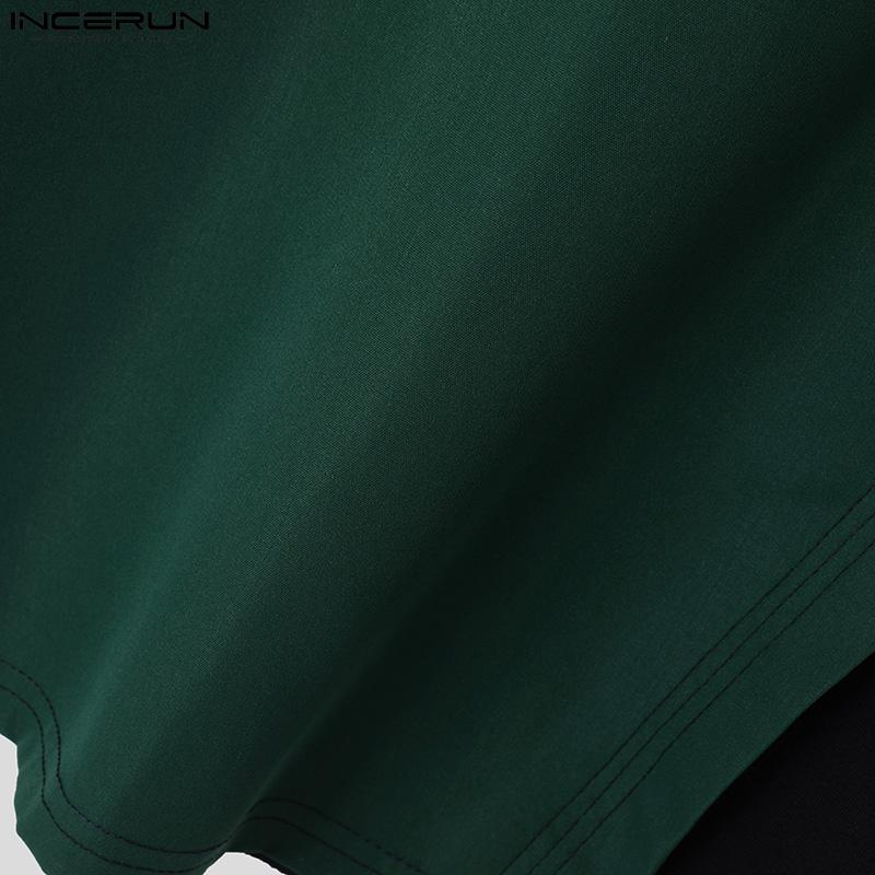 INCERUN Летние мужские повседневные футболки в корейском стиле с коротким рукавом и круглым вырезом