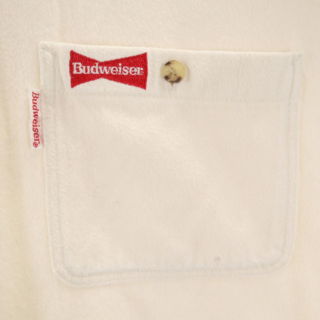Budweiser Рубашка в клетку с длинным рукавом, старая, 80-е 90-е, размер M, белая, мужская, б/у
