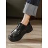 2025 осень и зима большая круглая голова подошва-маффин одинарная обувь кожа шнуровка черный стиль колледжа поэзия маленькие кожаные туфли женские
