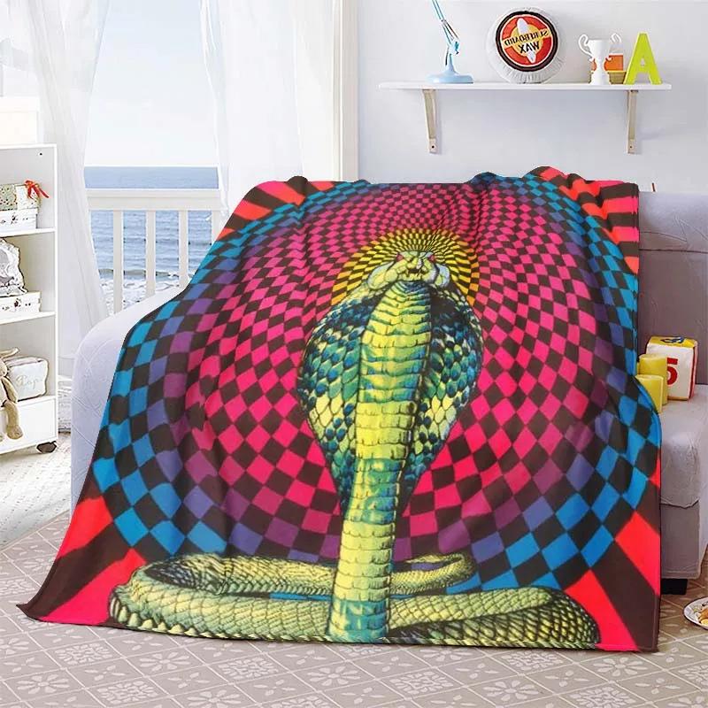 Cobra Theme Blanket Animal Print Flannel Blanket Soft Comfort Blanket Bedroom Living Room Decorative Blanket