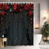Luxury Red Rose Floral Pattern Shower Curtain Waterproof Bathroom Curtain for Modern Home Decor