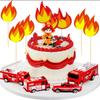 Paper Cards Cake Topper Wooden Sticks Fire Cake Decorations  Birthday Party Supplies