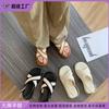 Grape Mother Has the Same 2025 New Woven Surface Cross-buckle with Round Head Open-toed Versatile Women's Platform Sandals for Summer Wear