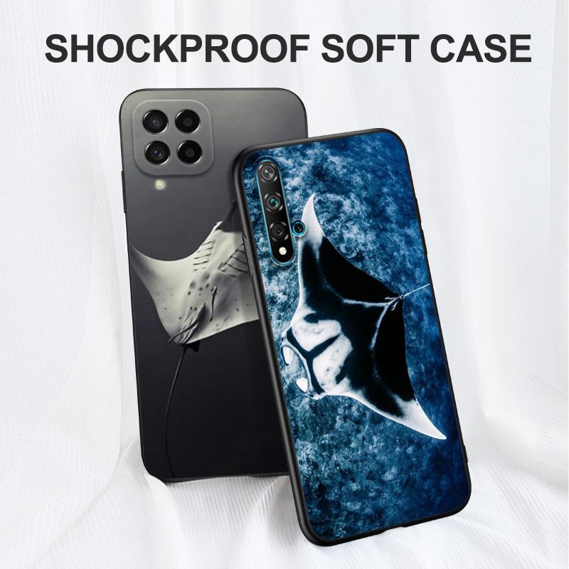 Black Tpu Case For OPPO Reno 6 5 3 4 4Z 4F SE 5F 5Z PRO PLUS Lite 6 6z 4G 5G Animal Manta Ray