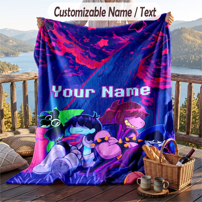 Custom Text Flannel Throw Blanket, Lightweight Cozy Bed Sofa BlanketUndertale