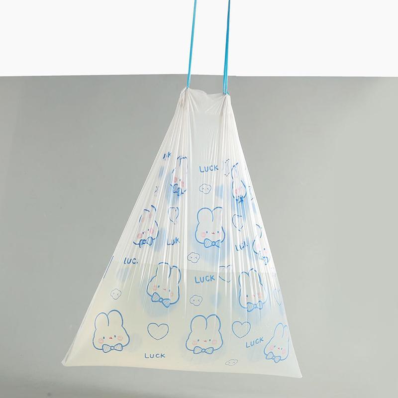 50 Or 100Pcs/Roll Trash Bags Drawstring Bag Small Garbage Bags Cartoon Rabbit Pattern Household Kitchen Bathroom Trash Bags