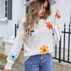 Autumn and Winter Women's Pullover Long Sleeve Floral Sweater Big Size Loose Round Neck Sweater