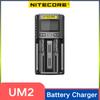 NITECORE Зарядное устройство UM2 USB с двумя разъемами QC Интеллектуальная схема Global Insurance Li-ion AA 18650 20700 26500 26650 Зарядное устройство