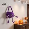 Kids Halloween Role Play Accessories Pumpkin Candy Basket with Handle, Soft Plush Trick or Treat Bag for Kids, Durable Polyester Carriers Portable