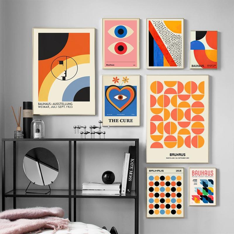 Абстрактные постеры и принты с геометрическими линиями в стиле Баухаус, модные современные скандинавские настенные картины на холсте, картины для декора гостиной