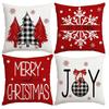 4Pcs Christmas Cushion Covers 16 Inch X 16 Inch Christmas Decorations Items Christmas Xmas Tree Snowflakes Print Throw Pillow Cover