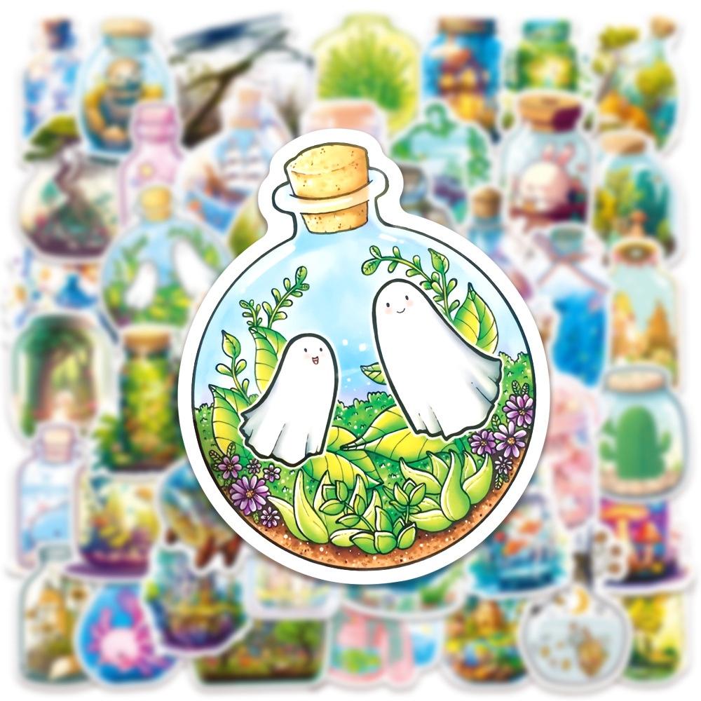 50PCS Cute Small Animal in The Bottles World Waterproof Graffiti Stickers for Helmet Bicycle Hand Account Pencil Case Decals