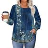 Womens Plus Size Tops Long Sleeve Shirts Round Neck Flowy Tunic Casual Loose Blouse L-5X