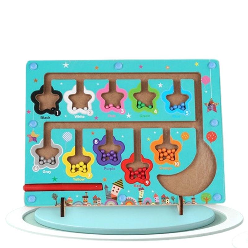 Индивидуализированный магнитный цветной лабиринт с цифрами Монтессори деревянная магнитная головоломка игра на счет игрушка