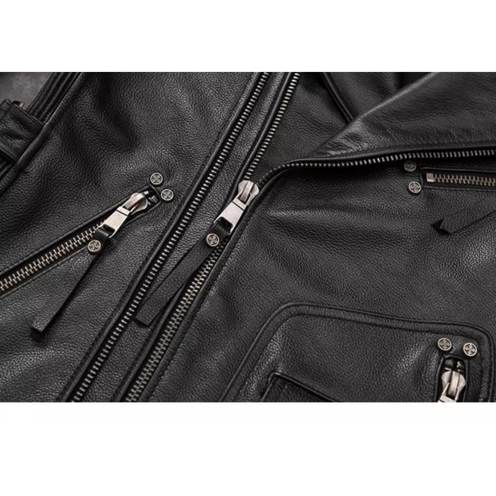 Китайский размер мотоциклетная куртка из натуральной воловьей кожи мужская тонкая куртка из телячьей кожи ретро куртка мужская байкерская одежда для езды на мотоцикле