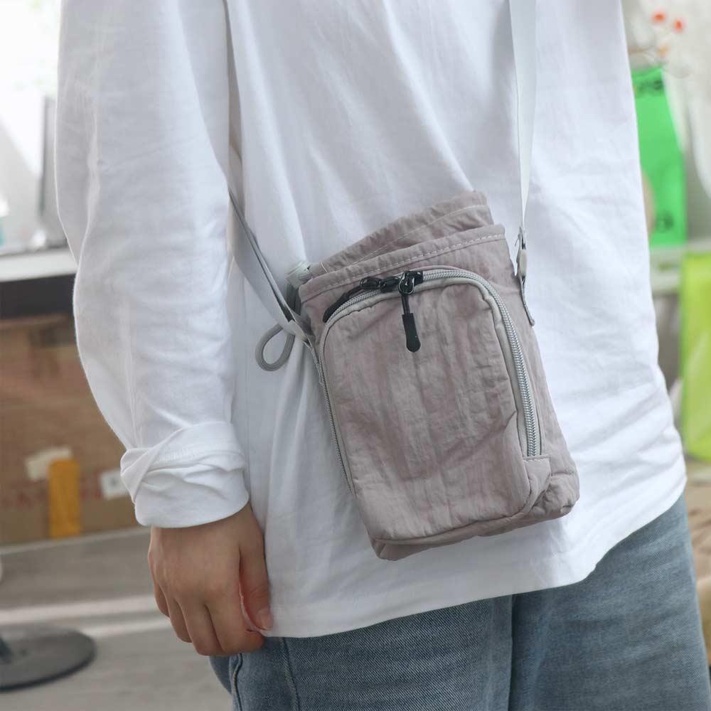 Canvas Crossbody Mobile Phone Bag Solid Color Water Cup Bag Shoulder Water Bottle Bag Mobile Phone