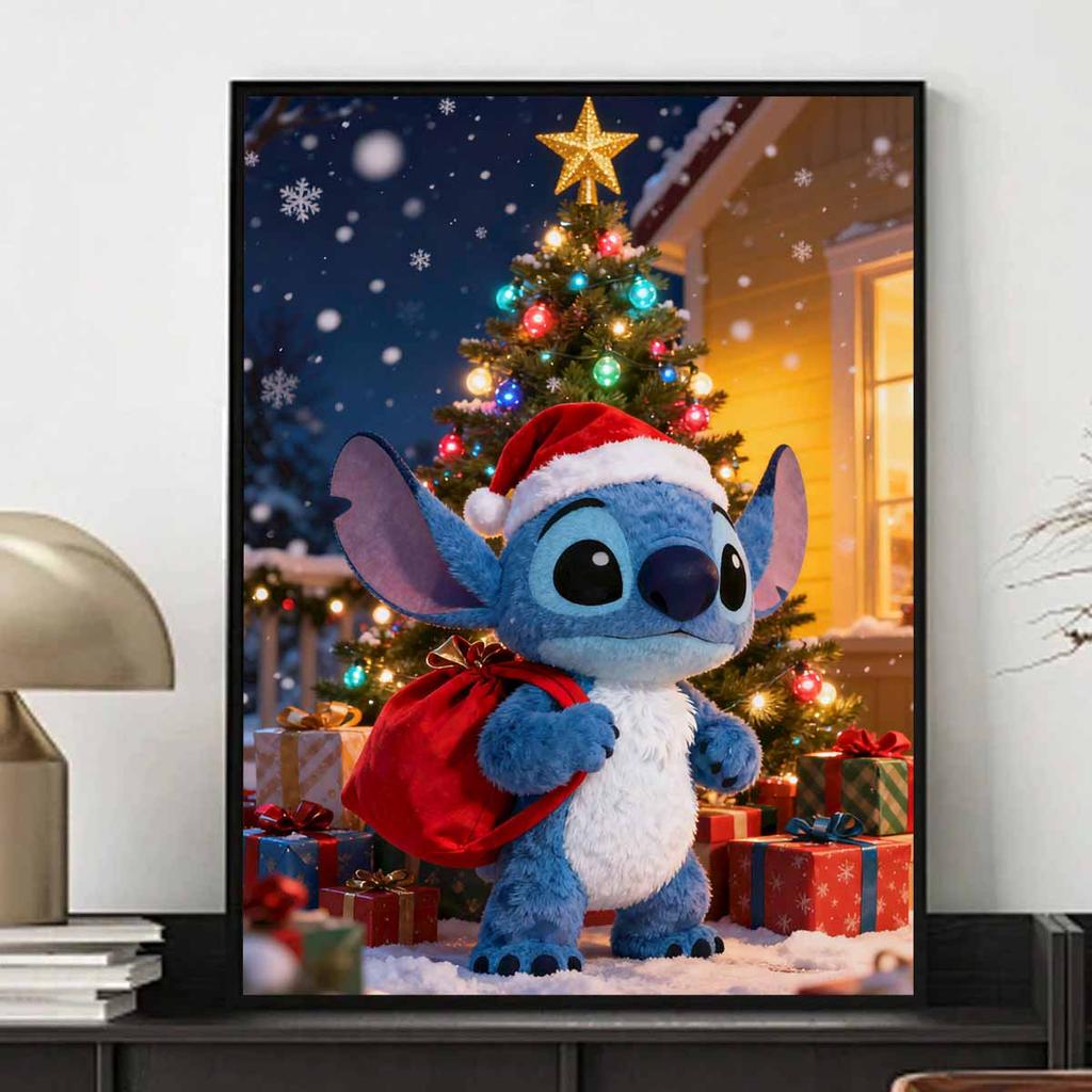 Disney Diamond Painting Kit DIY Round Home Wall Decor Adult Handmade Gift Stitch Christmas Holiday Scene 128