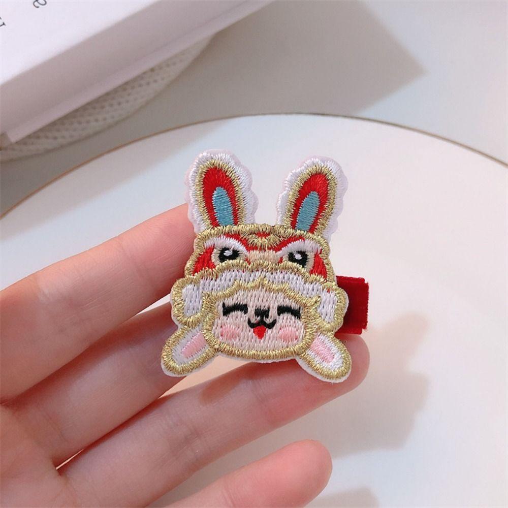 Embroidery Children Red Hairpin Lion Dance Ancient Style Hairpin Sweet Hanfu Hair Sticks Baby