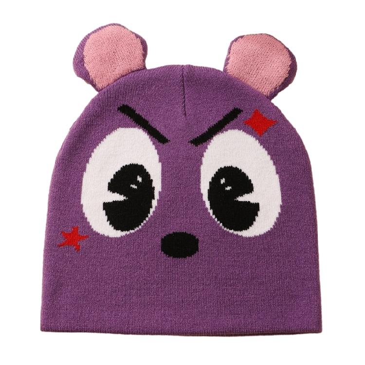 Women Knit Beanie Warm Ear Protector Hat Teens Jacquard Hat with Small Ear