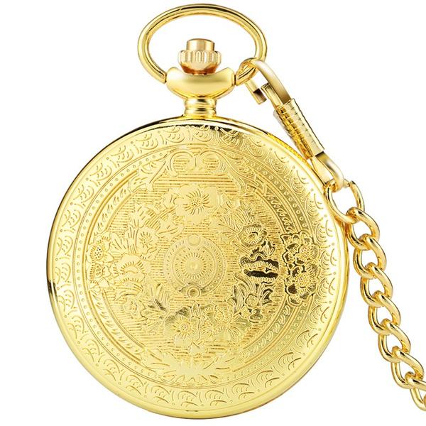 Стимпанк Полный Хантер Золотой/Серебряный/Черный Кварцевый Аналоговый Сплав Моей Дочери Карманные часы/Моему СЫНУ Карманные часы Подвеска Цепочка Часы с Римскими цифрами