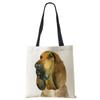 Women Handbag Linen Totes with Dog Print Casual Traveling Beach Gift Bags CLE