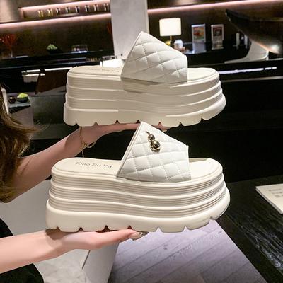 Модные шлепанцы на толстой подошве 8 см, женские летние новинки 2025 года, сандалии на массивной платформе, женские шлепанцы на танкетке, на высоком каблуке, Sandalias Mujer