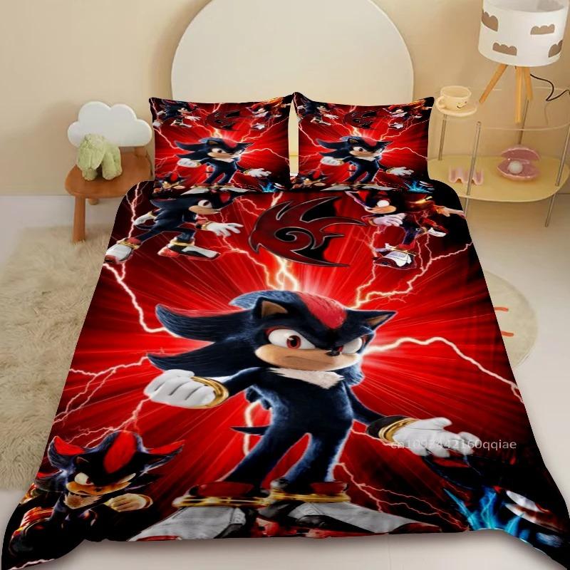 Hot Sale Cute Sonic Boy Bedding Set Exquisite 3D Digital Cartoon Sonics Duvet Cover Comforter Bed Youth Kids Girl Boys Gift