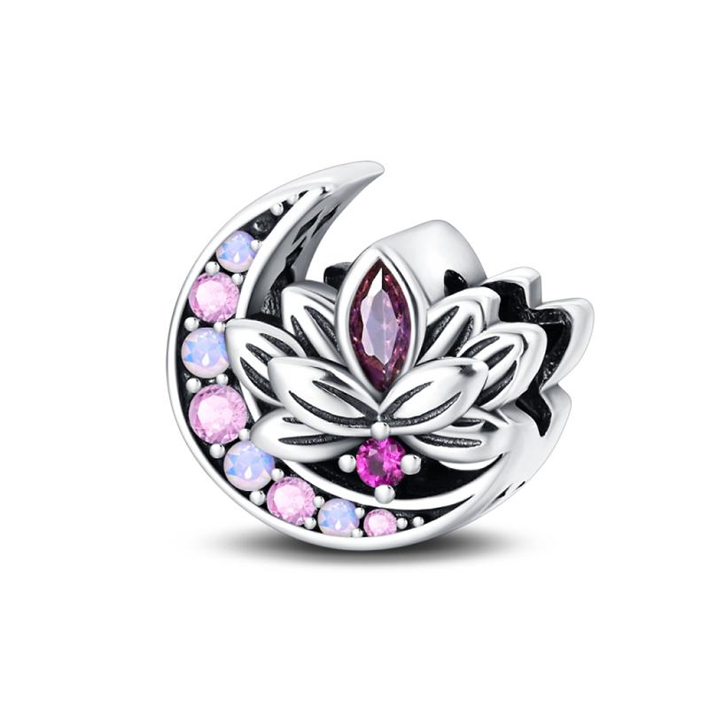 Vintage Copper Classic Purple Retro Heart Shape Lotus Angel Pattern Charms Beads Fit 3Mm Original Bracelets Diy Jewelry