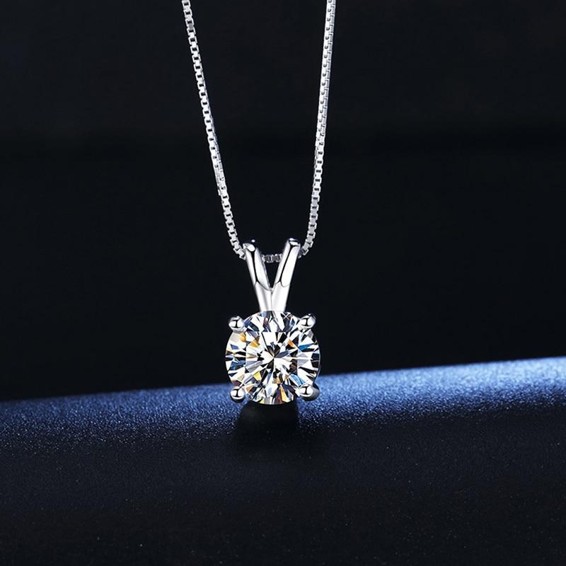 2Ct Lab Diamond Пасьянс Подвеска Ожерелье Стерлингового Серебра S925 Цветное Колье Заявление Ожерелье Женские Ювелирные Изделия со Звенчатой Цепочкой