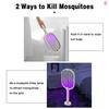 HOMLLY 2 In 1 Electric Mosquito Lamp and Swatter Tennis Bat Racket
