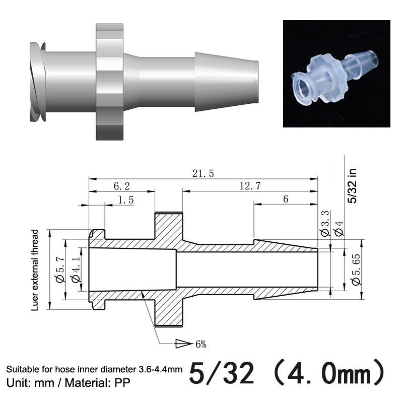 Luer Lock Adapter Non-stick PP Connector Easy Clean Air Valve Pipe Fitting for Glue Dispensing Pigment Subpackaging