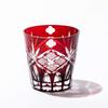 Official Direct Sales from Taiburo Edo Kiriko Genroku Crest Old Glass Wooden Made In Japan Studio Four-Leaf Open-Top (Red) TB90625-4R, Box,