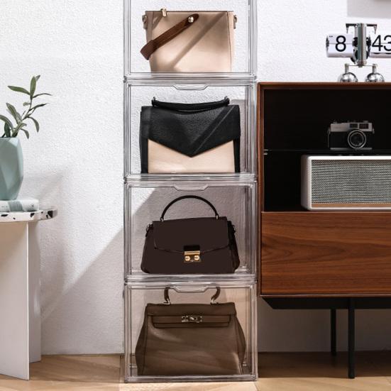 Practical Clear Space-saving Visible Desktop Storage Boxes for Purse Clutch Handbag Book Storage Box