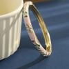 Retro Light Luxury Enamel Bangle Bracelet Gold Plated Flower Enamel Bangle Open Clamp Bangle  Gifts