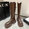 Small Long Boots for Women, New V-mouth White Casual High Tube Thick-soled Thick Heels But Knee Knight Boots