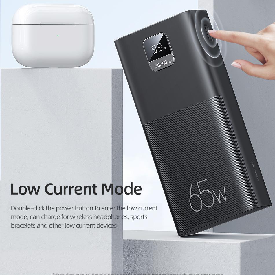 USAMS 65W Power Bank 30000mAh PD Quick Charge SCP FCP Powerbank Portable External Battery Charger For Phone Laptop Tablet Mac