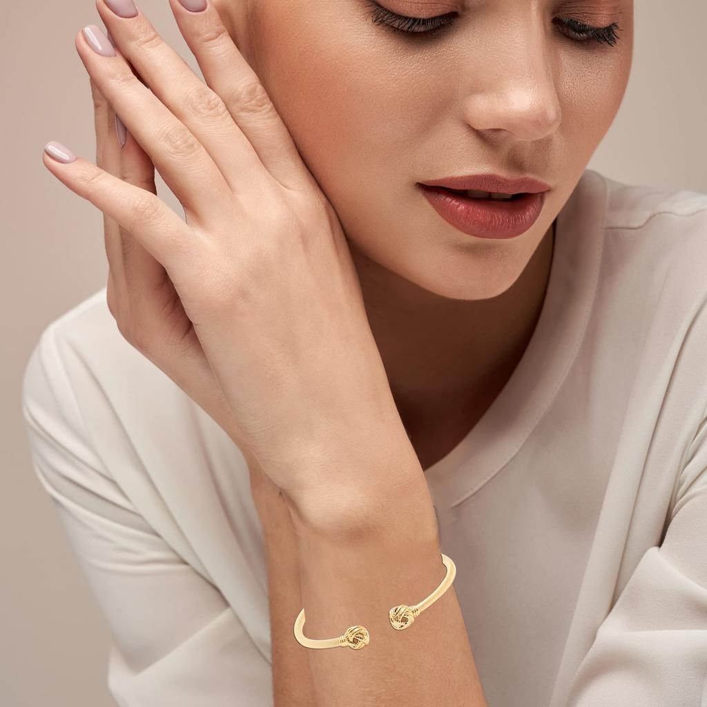 LeCalla Браслет-манжета из стерлингового серебра 925 пробы с позолотой 18 карат в итальянском стиле Love Knot для женщин-подростков