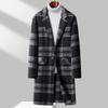 Сшитое вручную шерстяное пальто в клетку с двух сторон для молодежи, мужское, осенне-зимнее, с приспущенными плечами и длиной до колена.
