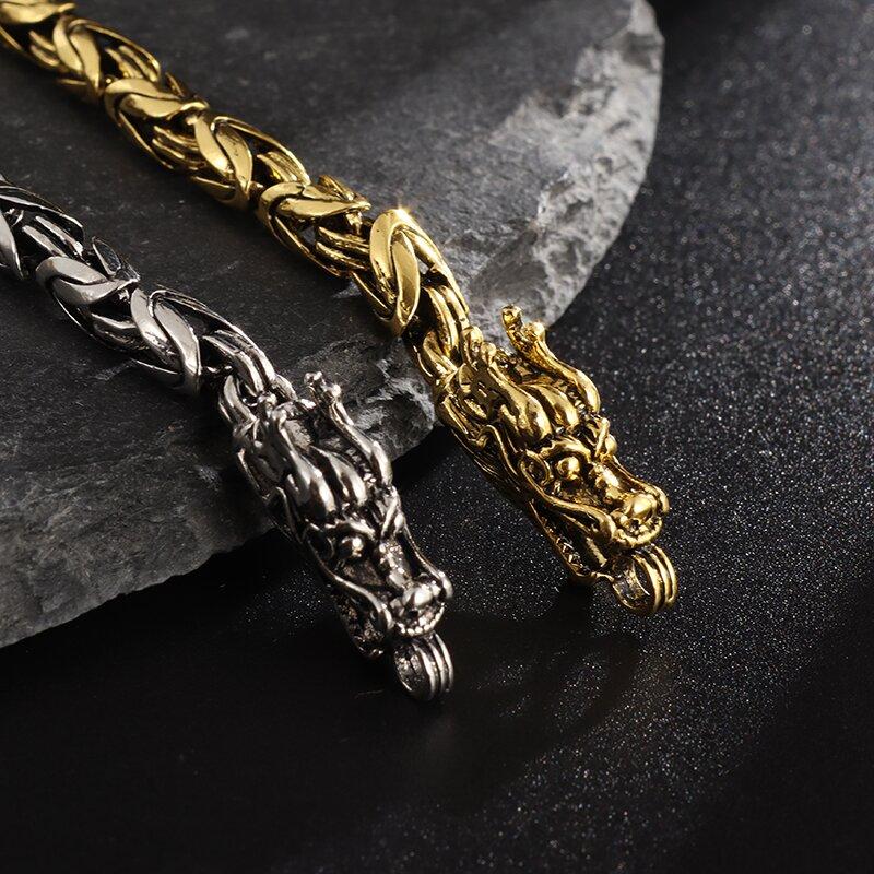 Этнический Панк Серебристый Металлический Браслет Дракон Мужской Браслет Мотоцикл Рок-Райдер Украшение Подарок